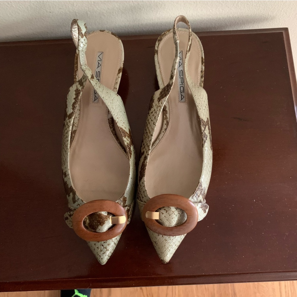 Via Spaga Open Back Strappy Snakeskin Celeste Sling Back Shoe